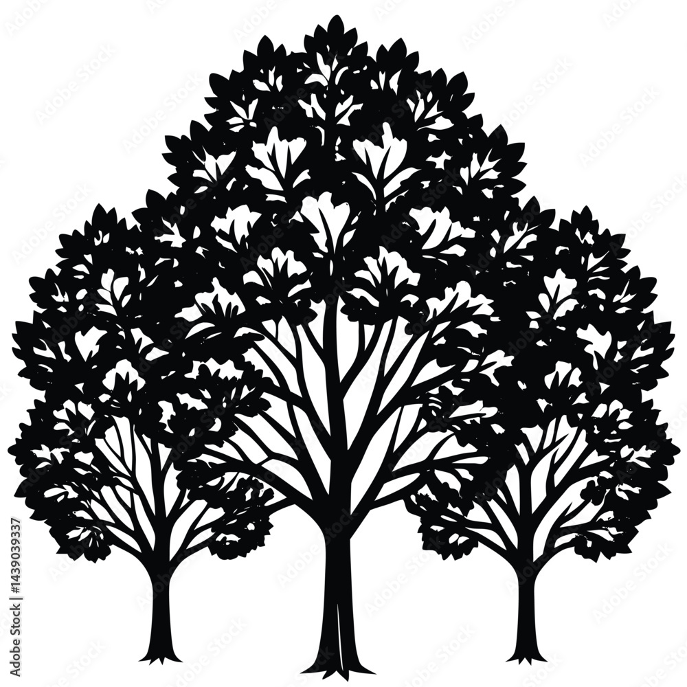 Fototapeta premium Hickory Trees icon set on white background
