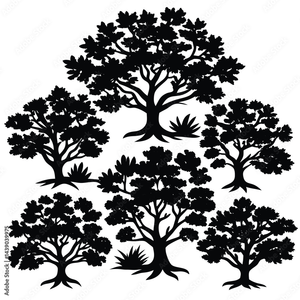Obraz premium Juniper Trees icon set on white background