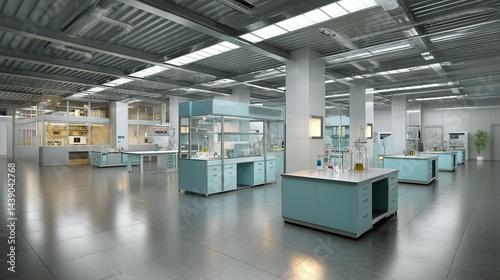 Spacious modern laboratory interior design concept.