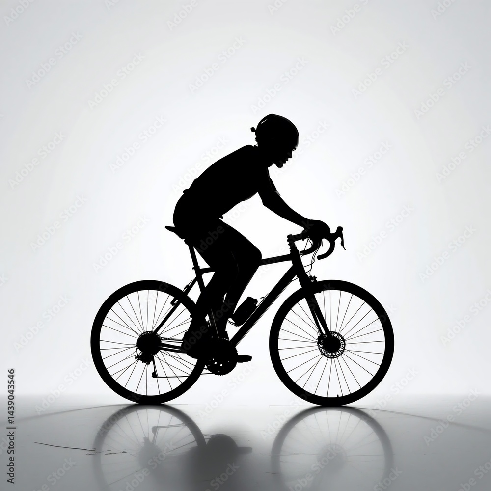 Fototapeta premium Silhouette of Cyclist Riding Road Bike Active Lifestyle Fitness Sport Exercise