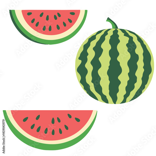 Flat design vector illustration of a watermelon