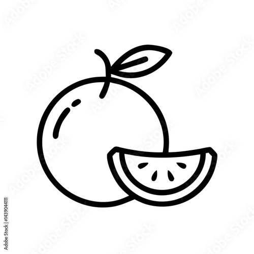 Orange and Slice Icon - Fresh Citrus, Healthy Food Illustration