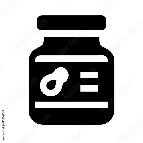 Jar with Peanut Label Icon - Food Storage, Organic Container Illustration