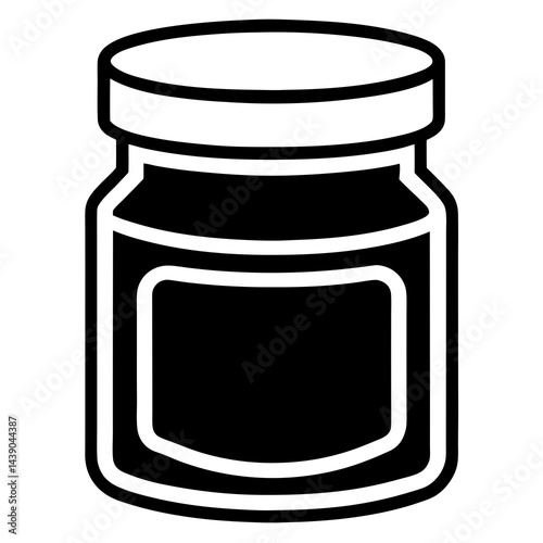 Jar with Lid and Blank Label Icon - Storage Container, Food Packaging Illustration