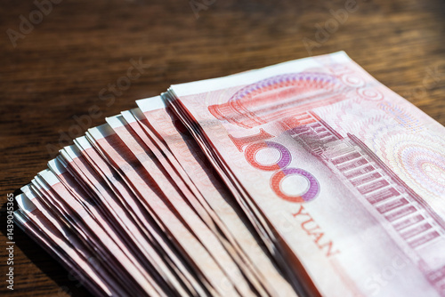 Chinese cash 100 rmb. Banknotes of one hundred yuan.