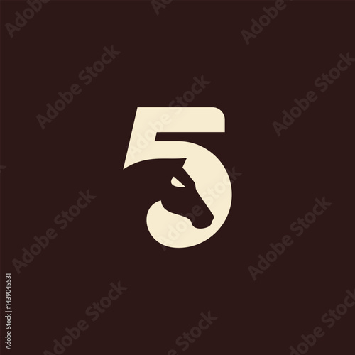 creative horse logo. Vector illustration horse logo design with number 5 shape. modern logo design vector icon template 