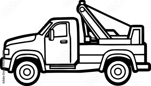 tow truck line art vector illustration outline