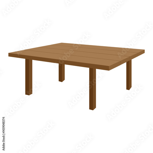 立体的な木製テーブルのイラスト