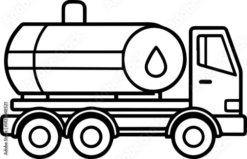 petrol tanker outline vector illustration line art, coloring book page line art drawing
