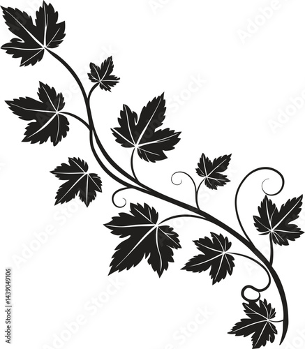 black silhouette of a vine with leaves
