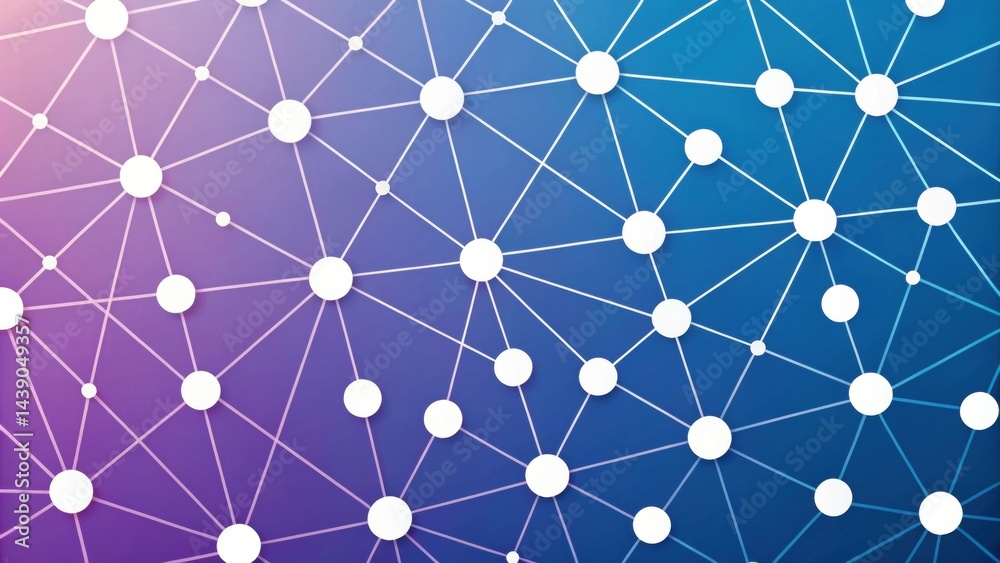 Abstract gradient Science technology and medical. Abstract network design with interconnected nodes on a gradient background.