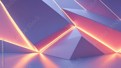 Wallpaper Mural Futuristic Geometric Abstract Background with Soft Glowing Edges Torontodigital.ca