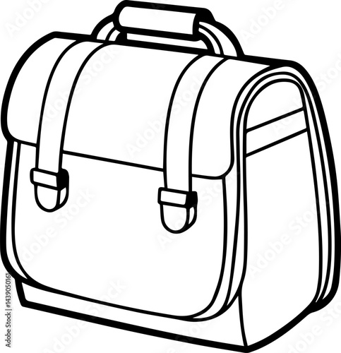 school bag outline vector illustration line art, coloring book page line art drawing