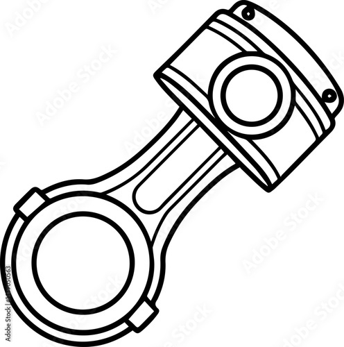 piston outline vector illustration line art, coloring book page line art drawing