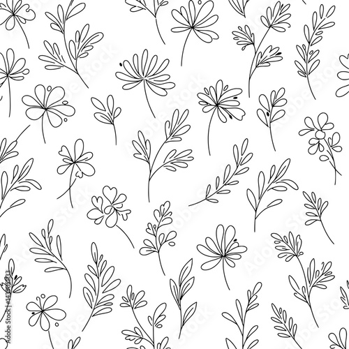 Floral Elegance: A delicate floral pattern that features an array of hand-drawn, minimalist botanical elements, bringing a sense of natural grace and aesthetic charm.