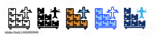 Air Cargo Icon Collection With Multiple Styles