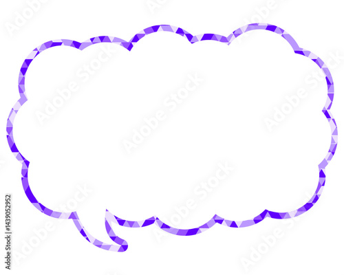 ステンドグラス風吹き出し　三角形模様　細長い雲形