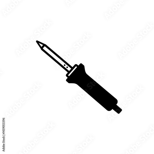 Soldering Iron Silhouette: A clean, graphic portrayal of a soldering iron, a quintessential tool in the electronics and manufacturing.