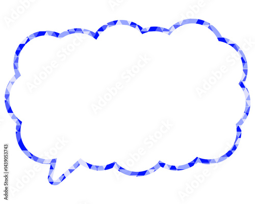 ステンドグラス風吹き出し　三角形模様　細長い雲形