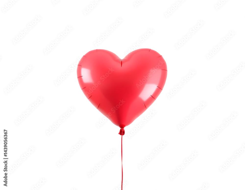 Red Heart-Shaped Balloon Isolated on Transparent Background Red Heart-Shaped Balloon Isolated on Transparent Background