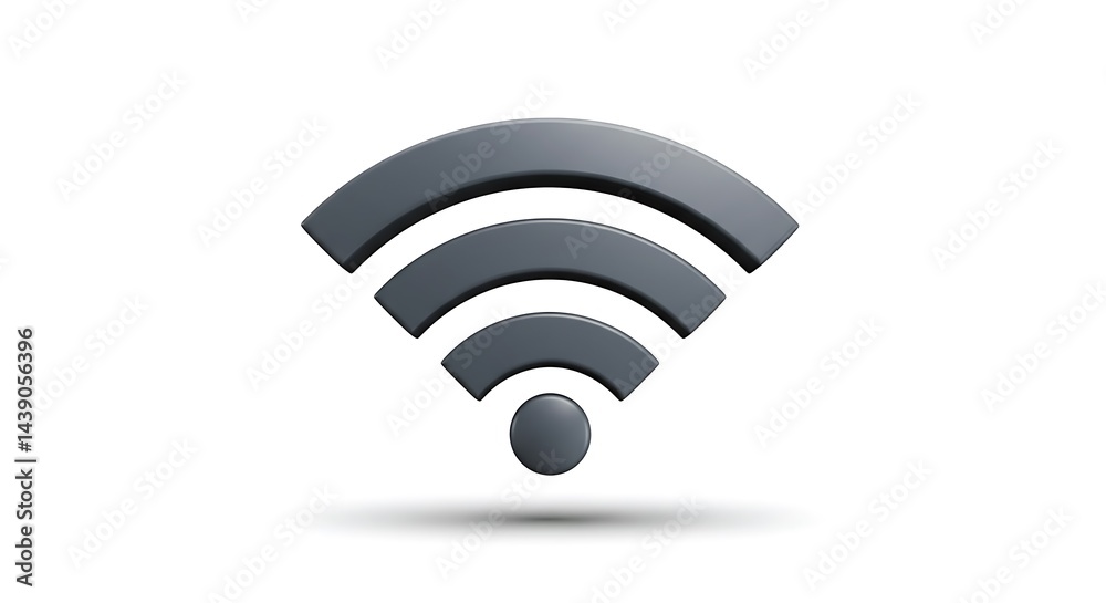 Sleek 3D Wifi Symbol: Dark Gray Wireless Connection Icon Sleek 3D Wifi Symbol: Dark Gray Wireless Connection Icon