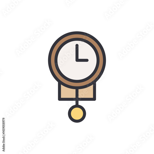 Antique clock colored icons, minimalist vector illustration ,simple transparent graphic element .Isolated on white background