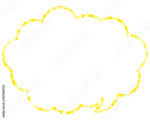 ステンドグラス風吹き出し　三角形模様　丸みのある雲形