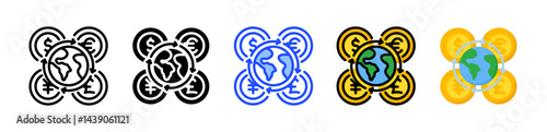 Currency Exchange Icon Collection With Multiple Styles