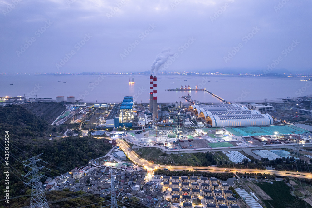 Obraz premium aerial view modern power station