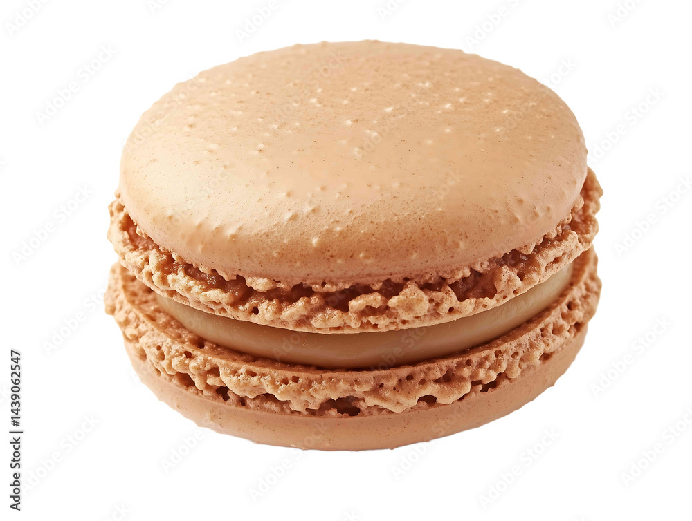 a brown Macaroon on white background highangle view isolated on a white background sharp focus studio lighting no contrasting shadows a brown Macaroon on white background highangle view isolated on a white background sharp focus studio lighting no contrasting shadows