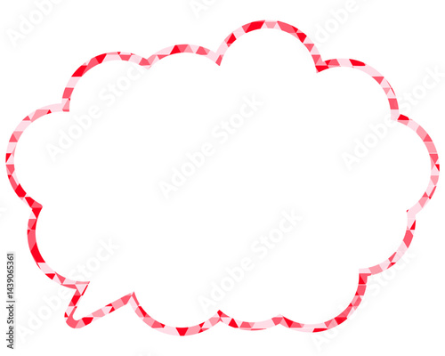 ステンドグラス風吹き出し　三角形模様　丸みのある雲形