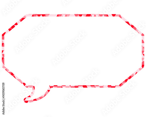 ステンドグラス風吹き出し　三角形模様　細長い八角形