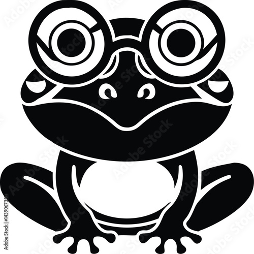 black and white cartoon frog