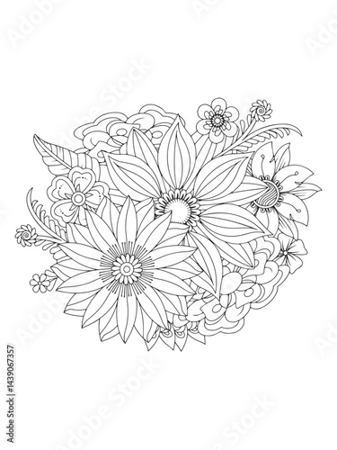 Floral composition sketch for interior designers