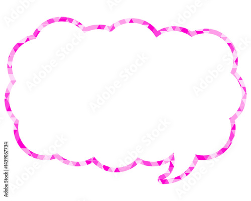 ステンドグラス風吹き出し　三角形模様　細長い雲形