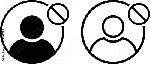 Block user icon. indicating a disabled profile or account. account disabled. Users disconnect icons. Simple networking symbol
