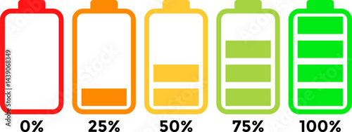 Battery GSM icon set. Technology concept. smartphone battery level icons collection. Battery charge sign