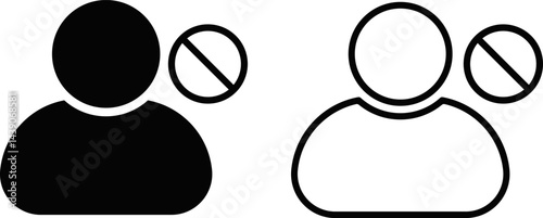blocked user sign. Block profile icons set. Restricted and prohibited access. blocking disturbing and annoying accounts on social media