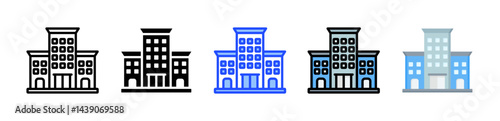 Apartment Building Icon Collection With Multiple Styles