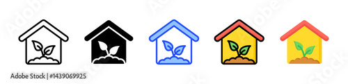 Green Home Icon Collection With Multiple Styles