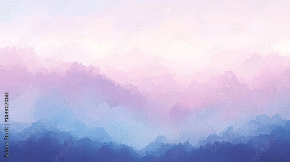 Fototapeta premium serene abstract landscape featuring soft pastel colors blending harmoniously, evoking sense of calm and tranquility. gentle gradients of pink, purple, and blue create dreamy atmosphere
