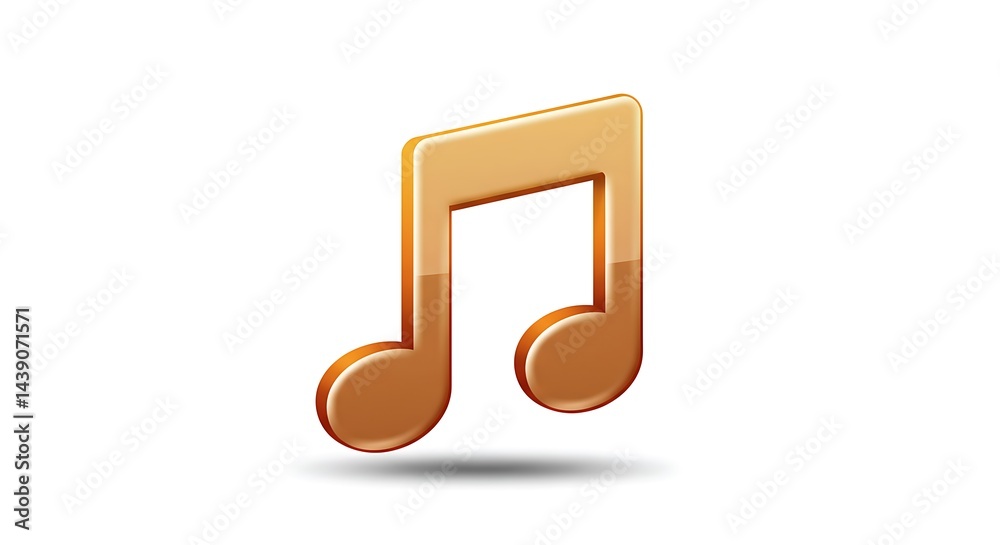 Golden Music Note: A 3D Glossy Icon