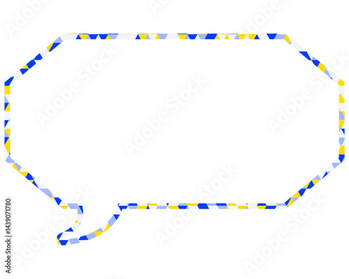 ステンドグラス風吹き出し　三角形模様　細長い八角形