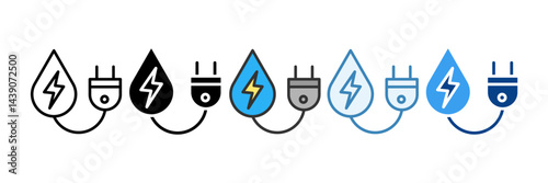 Hydro Power  Icon Set Multiple Style Collection