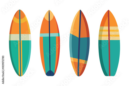 Retro surfboards with bold patterns showcase vintage surf culture aesthetic