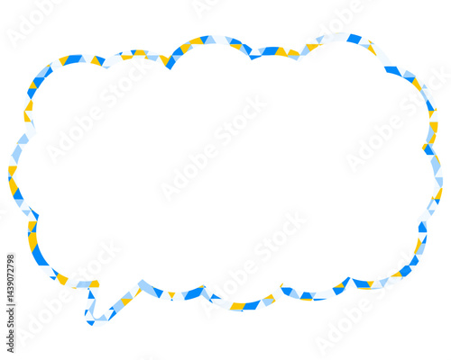 ステンドグラス風吹き出し　三角形模様　細長い雲形