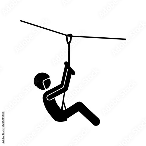 ziplining glyph icon