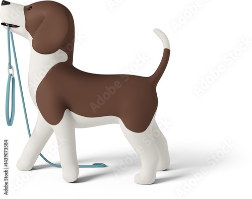 dog walking and carrying leash photo
