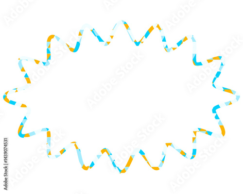 ステンドグラス風吹き出し　三角形模様　細長い丸みのあるギザギザした形