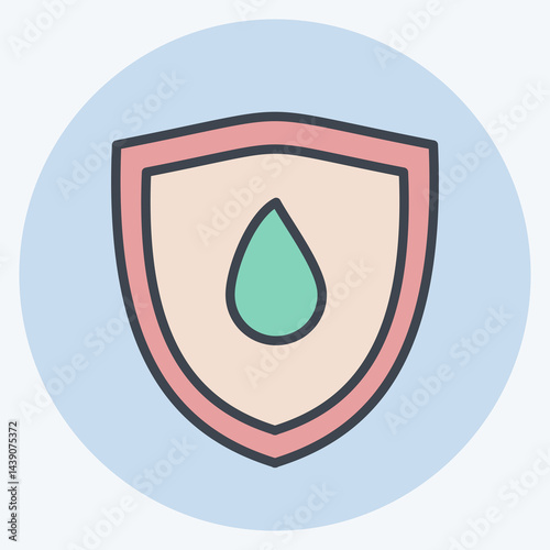 Icon Water Resistant. related to Fabric symbol. color mate style. design editable